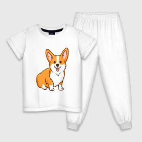 Детская пижама хлопок с принтом Корги в Кировске, 100% хлопок |  брюки и футболка прямого кроя, без карманов, на брюках мягкая резинка на поясе и по низу штанин
 | dog. корги | dogs | весёлые собачки | милые собачки | прикольные собачки | собаки | собачки