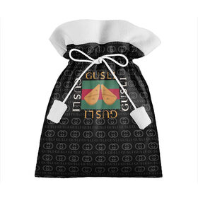 Подарочный 3D мешок с принтом GUSLI в Кировске, 100% полиэстер | Размер: 29*39 см | Тематика изображения на принте: antibrand | gucci | gucci colors | gusli | антибренд | гусли | гучи | лого | логотип | мем | надпись | прикол | цвета гучи