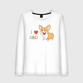 Женский лонгслив хлопок с принтом I LOVE CORGI в Кировске, 100% хлопок |  | animals | corgi | dogs | pets | puppies | queen | животные | корги | королева | песики | питомцы | собаки | щенки