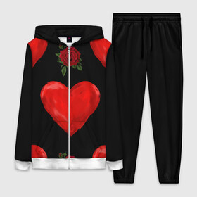 Женский костюм 3D с принтом Сердца и розы в Кировске,  |  | красный | любовь | роза | романтика | сердце