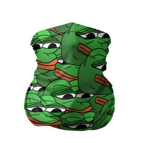 Бандана-труба 3D с принтом Pepe The Frog в Кировске, 100% полиэстер, ткань с особыми свойствами — Activecool | плотность 150‒180 г/м2; хорошо тянется, но сохраняет форму | Тематика изображения на принте: frog | meme | memes | pepe | pepe the frog | грустная жабка | лягушка | лягушонок пепе | мем | мемы