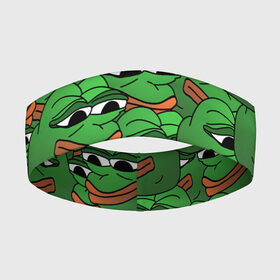 Повязка на голову 3D с принтом Pepe The Frog в Кировске,  |  | frog | meme | memes | pepe | pepe the frog | грустная жабка | лягушка | лягушонок пепе | мем | мемы