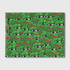Альбом для рисования с принтом Pepe The Frog в Кировске, 100% бумага
 | матовая бумага, плотность 200 мг. | frog | meme | memes | pepe | pepe the frog | грустная жабка | лягушка | лягушонок пепе | мем | мемы