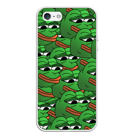 Чехол для iPhone 5/5S матовый с принтом Pepe The Frog в Кировске, Силикон | Область печати: задняя сторона чехла, без боковых панелей | Тематика изображения на принте: frog | meme | memes | pepe | pepe the frog | грустная жабка | лягушка | лягушонок пепе | мем | мемы