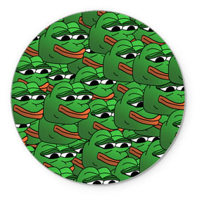 Коврик для мышки круглый с принтом Pepe The Frog в Кировске, резина и полиэстер | круглая форма, изображение наносится на всю лицевую часть | Тематика изображения на принте: frog | meme | memes | pepe | pepe the frog | грустная жабка | лягушка | лягушонок пепе | мем | мемы