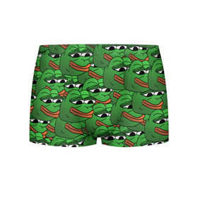 Мужские трусы 3D с принтом Pepe The Frog в Кировске, 50% хлопок, 50% полиэстер | классическая посадка, на поясе мягкая тканевая резинка | frog | meme | memes | pepe | pepe the frog | грустная жабка | лягушка | лягушонок пепе | мем | мемы