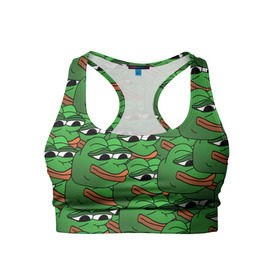 Женский спортивный топ 3D с принтом Pepe The Frog в Кировске, 82% полиэстер, 18% спандекс Ткань безопасна для здоровья, позволяет коже дышать, не мнется и не растягивается |  | frog | meme | memes | pepe | pepe the frog | грустная жабка | лягушка | лягушонок пепе | мем | мемы