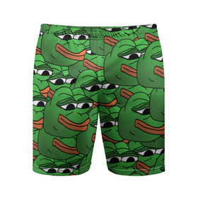 Мужские шорты спортивные с принтом Pepe The Frog в Кировске,  |  | frog | meme | memes | pepe | pepe the frog | грустная жабка | лягушка | лягушонок пепе | мем | мемы