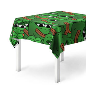 Скатерть 3D с принтом Pepe The Frog в Кировске, 100% полиэстер (ткань не мнется и не растягивается) | Размер: 150*150 см | frog | meme | memes | pepe | pepe the frog | грустная жабка | лягушка | лягушонок пепе | мем | мемы