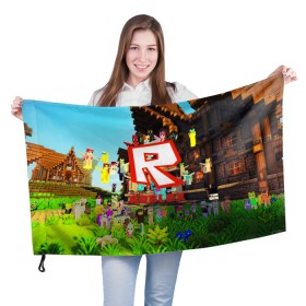 Флаг 3D с принтом ROBLOX в Кировске, 100% полиэстер | плотность ткани — 95 г/м2, размер — 67 х 109 см. Принт наносится с одной стороны | game | gamer | logo | roblox | игры | логотип | роблокс