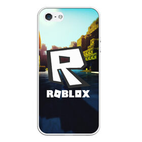 Чехол для iPhone 5/5S матовый с принтом ROBLOX в Кировске, Силикон | Область печати: задняя сторона чехла, без боковых панелей | game | gamer | logo | roblox | игры | логотип | роблокс