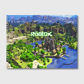 Альбом для рисования с принтом ROBLOX в Кировске, 100% бумага
 | матовая бумага, плотность 200 мг. | game | gamer | logo | roblox | игры | логотип | роблокс