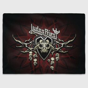 Плед 3D с принтом Judas Priest в Кировске, 100% полиэстер | закругленные углы, все края обработаны. Ткань не мнется и не растягивается | breaking the law | judas priest | live | painkiller | гленн типтон | грув | метал | роб хэлфорд | рок | тим оуэнс | хард | хеви