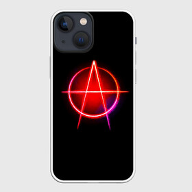 Чехол для iPhone 13 mini с принтом Анархия в Кировске,  |  | art | neon | rock | sons of anarchy | анархия | арт | группа | егор летов | логотип | музыка | неон | панк | панк рок | прикольная | рок | свобода | хаос