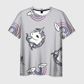 Мужская футболка 3D с принтом Радужный единорог в Кировске, 100% полиэфир | прямой крой, круглый вырез горловины, длина до линии бедер | unicorn | единорог | лошади | лошадь | пони | радуга