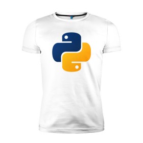 Мужская футболка премиум с принтом Python в Кировске, 92% хлопок, 8% лайкра | приталенный силуэт, круглый вырез ворота, длина до линии бедра, короткий рукав | code | codes | pyhton | код | коды | питон | программирование | язык программирования
