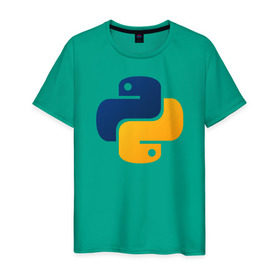 Мужская футболка хлопок с принтом Python в Кировске, 100% хлопок | прямой крой, круглый вырез горловины, длина до линии бедер, слегка спущенное плечо. | code | codes | pyhton | код | коды | питон | программирование | язык программирования