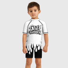 Детский купальный костюм 3D с принтом Ozzy Osbourne в Кировске, Полиэстер 85%, Спандекс 15% | застежка на молнии на спине | music | ozzy | ozzy osbourne | rock | музыка | оззи | оззи осборн | ози | осборн | рок