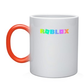 Кружка хамелеон с принтом ROBLOX в Кировске, керамика | меняет цвет при нагревании, емкость 330 мл | Тематика изображения на принте: roblox | игра | компьютерная игра | логотип | онлайн | онлайн игра | роблакс | роблокс