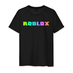 Мужская футболка хлопок с принтом ROBLOX в Кировске, 100% хлопок | прямой крой, круглый вырез горловины, длина до линии бедер, слегка спущенное плечо. | roblox | игра | компьютерная игра | логотип | онлайн | онлайн игра | роблакс | роблокс