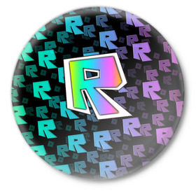 Значок с принтом ROBLOX в Кировске,  металл | круглая форма, металлическая застежка в виде булавки | roblox | игра | компьютерная игра | логотип | онлайн | онлайн игра | роблакс | роблокс