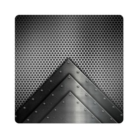 Магнит виниловый Квадрат с принтом Броня металлическая в Кировске, полимерный материал с магнитным слоем | размер 9*9 см, закругленные углы | абстракция | броня | геометрия | железо | кольчуга | конус | круги | линии | металл | полосы | сетка | сталь | текстура | треугольник