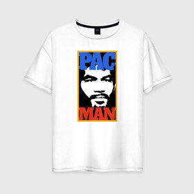 Женская футболка хлопок Oversize с принтом Pac Man в Кировске, 100% хлопок | свободный крой, круглый ворот, спущенный рукав, длина до линии бедер
 | manny pacquiao | pac man | pacquiao | бокс | мэнни пакьяо | пакьяо