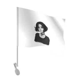 Флаг для автомобиля с принтом Девушка Думер в Кировске, 100% полиэстер | Размер: 30*21 см | doomer | doomer girl | trad girl | девушка | девушка думер | думер | мем | мемы
