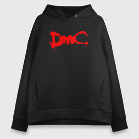 Женское худи Oversize хлопок с принтом DMC (НА СПИНЕ) в Кировске, френч-терри — 70% хлопок, 30% полиэстер. Мягкий теплый начес внутри —100% хлопок | боковые карманы, эластичные манжеты и нижняя кромка, капюшон на магнитной кнопке | dante | devil may cry | devil may cry 5 | dmc | game | hell | play | sword | ад | данте | игры | меч