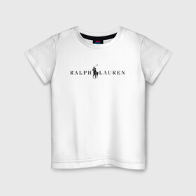 Детская футболка хлопок с принтом Ralph Lauren в Кировске, 100% хлопок | круглый вырез горловины, полуприлегающий силуэт, длина до линии бедер | Тематика изображения на принте: ralph lauren | богато | бренд | всадник | дорого | крикет | лаурен | лошадь | минимализм | поло | премиум | ральф | ральфлаурен | свитшот | тренд | футболка