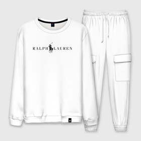 Мужской костюм хлопок с принтом Ralph Lauren в Кировске, 100% хлопок | на свитшоте круглая горловина, мягкая резинка по низу. Брюки заужены к низу, на них два вида карманов: два “обычных” по бокам и два объемных, с клапанами, расположенные ниже линии бедра. Брюки с мягкой трикотажной резинкой на поясе и по низу штанин. В поясе для дополнительного комфорта — широкие завязки | ralph lauren | богато | бренд | всадник | дорого | крикет | лаурен | лошадь | минимализм | поло | премиум | ральф | ральфлаурен | свитшот | тренд | футболка