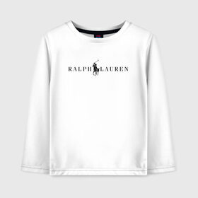 Детский лонгслив хлопок с принтом Ralph Lauren в Кировске, 100% хлопок | круглый вырез горловины, полуприлегающий силуэт, длина до линии бедер | ralph lauren | богато | бренд | всадник | дорого | крикет | лаурен | лошадь | минимализм | поло | премиум | ральф | ральфлаурен | свитшот | тренд | футболка