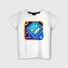 Детская футболка хлопок с принтом Geometry Dash в Кировске, 100% хлопок | круглый вырез горловины, полуприлегающий силуэт, длина до линии бедер | Тематика изображения на принте: аркада | платформер