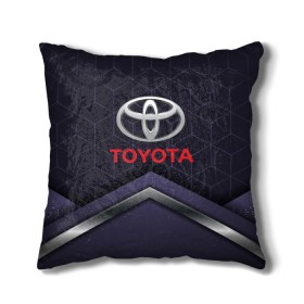 Подушка 3D с принтом TOYOTA в Кировске, наволочка – 100% полиэстер, наполнитель – холлофайбер (легкий наполнитель, не вызывает аллергию). | состоит из подушки и наволочки. Наволочка на молнии, легко снимается для стирки | auto | sport | toyota | авто | автомобиль | автомобильные | бренд | марка | машины | спорт | тойота