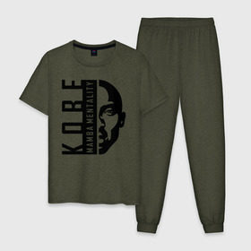 Мужская пижама хлопок с принтом Kobe Mamba mentality в Кировске, 100% хлопок | брюки и футболка прямого кроя, без карманов, на брюках мягкая резинка на поясе и по низу штанин
 | 