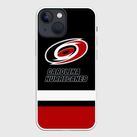 Чехол для iPhone 13 mini с принтом Каролина Харрикейнз в Кировске,  |  | carolina | carolina hurricanes | hockey | hurricanes | nhl | usa | каролина | каролина харрикейнз | нхл | спорт | сша | харрикейнз | хоккей | шайба