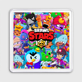 Магнит 55*55 с принтом BRAWL STARS | БРАВЛ СТАРС (Z) в Кировске, Пластик | Размер: 65*65 мм; Размер печати: 55*55 мм | 8 bit | 8 бит | bibi | brawl stars | crow | el brown | leon | leon shark | max | mr.p | sally leon | shark | stars | virus | werewolf | акула | биби | вирус | ворон | леон | оборотень | пингвин