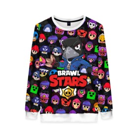 Женский свитшот 3D с принтом BRAWL STARS CROW в Кировске, 100% полиэстер с мягким внутренним слоем | круглый вырез горловины, мягкая резинка на манжетах и поясе, свободная посадка по фигуре | 8 bit | 8 бит | bibi | brawl stars | crow | el brown | leon | leon shark | max | mr.p | sally leon | shark | stars | virus | werewolf | акула | биби | вирус | ворон | леон | оборотень | пингвин