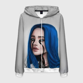 Мужская толстовка 3D на молнии с принтом BILLIE EILISH в Кировске, 100% полиэстер | длина до линии бедра, манжеты и пояс оформлены мягкой тканевой резинкой, двухслойный капюшон со шнурком для регулировки, спереди молния, по бокам два кармана | bad guy | billie eilish | music | ocean eyes | pop | билли айлиш | билли эйлиш | девушка | музыка