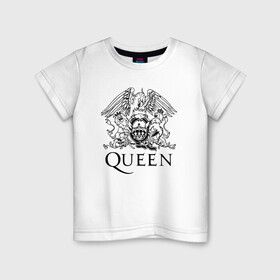 Детская футболка хлопок с принтом QUEEN в Кировске, 100% хлопок | круглый вырез горловины, полуприлегающий силуэт, длина до линии бедер | queen | rock | брайан мэи | группа queen | группа квин | джон дикон | квин | королева | король | роджер тейлор | рок | фредди меркьюри