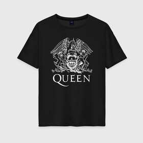 Женская футболка хлопок Oversize с принтом QUEEN в Кировске, 100% хлопок | свободный крой, круглый ворот, спущенный рукав, длина до линии бедер
 | queen | rock | брайан мэи | группа queen | группа квин | джон дикон | квин | королева | король | роджер тейлор | рок | фредди меркьюри