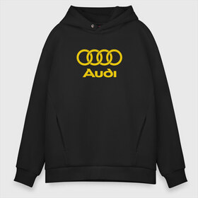 Мужское худи Oversize хлопок с принтом Audi GOLD в Кировске, френч-терри — 70% хлопок, 30% полиэстер. Мягкий теплый начес внутри —100% хлопок | боковые карманы, эластичные манжеты и нижняя кромка, капюшон на магнитной кнопке | audi | auto | quattro | авто | автомобиль | ауди | марка | машина