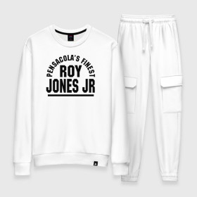 Женский костюм хлопок с принтом Roy Jones Jr. в Кировске, 100% хлопок | на свитшоте круглая горловина, мягкая резинка по низу. Брюки заужены к низу, на них два вида карманов: два 