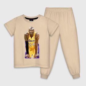 Детская пижама хлопок с принтом Kobe Bryant Lakers 24 в Кировске, 100% хлопок |  брюки и футболка прямого кроя, без карманов, на брюках мягкая резинка на поясе и по низу штанин
 | Тематика изображения на принте: 24 | black | bryant | kobe | lakers | mamba | mentality | баскетбол | баскетболист | брайан | детская | детскую | женская | женскую | коба | коби | купить | мамба | менталитет | мужская | мужскую | сша | черная
