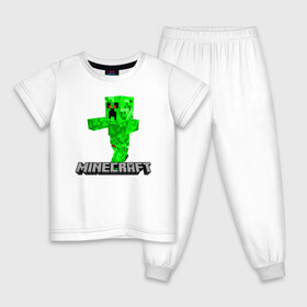 Детская пижама хлопок с принтом MINECRAFT в Кировске, 100% хлопок |  брюки и футболка прямого кроя, без карманов, на брюках мягкая резинка на поясе и по низу штанин
 | block | creeper | cube | minecraft | pixel | блок | геометрия | крафт | крипер | кубики | майнкрафт | пиксели
