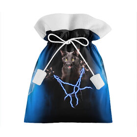 Подарочный 3D мешок с принтом Грозовой кошак(громовержец) в Кировске, 100% полиэстер | Размер: 29*39 см | грозовой | громовержец | кот | кошак | молнии | разряды | черный