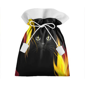 Подарочный 3D мешок с принтом Грозовой кошак в Кировске, 100% полиэстер | Размер: 29*39 см | Тематика изображения на принте: глаза | грозовой | кот | кошак | молнии | пламя | разряды | черный