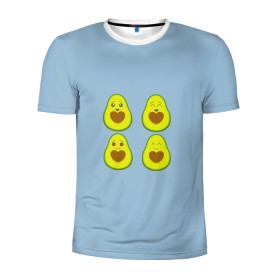 Мужская футболка 3D спортивная с принтом Авокадо в Кировске, 100% полиэстер с улучшенными характеристиками | приталенный силуэт, круглая горловина, широкие плечи, сужается к линии бедра | Тематика изображения на принте: авокадо | авокадо с сердечком | авокадо сердечко | авокадо сердце | авокадо эмоции | сердечко | четыре | четыре авокадо