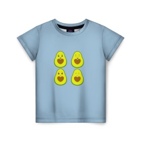 Детская футболка 3D с принтом Авокадо в Кировске, 100% гипоаллергенный полиэфир | прямой крой, круглый вырез горловины, длина до линии бедер, чуть спущенное плечо, ткань немного тянется | Тематика изображения на принте: авокадо | авокадо с сердечком | авокадо сердечко | авокадо сердце | авокадо эмоции | сердечко | четыре | четыре авокадо