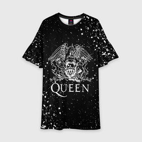 Детское платье 3D с принтом QUEEN | КВИН (Z) в Кировске, 100% полиэстер | прямой силуэт, чуть расширенный к низу. Круглая горловина, на рукавах — воланы | queen | rock | брайан мэи | группа queen | группа квин | джон дикон | квин | королева | король | роджер тейлор | рок | фредди меркьюри
